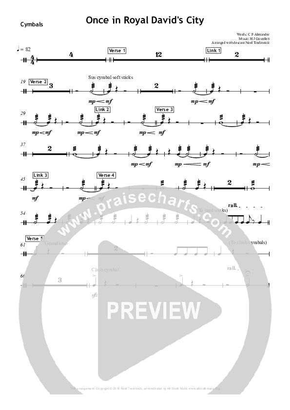 Once In Royal David's City Cymbals (All Souls Music)