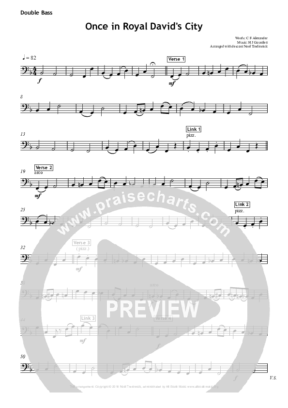 Once In Royal David's City Double Bass (All Souls Music)