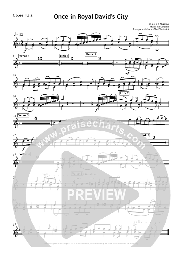 Once In Royal David's City Oboe 1/2 (All Souls Music)
