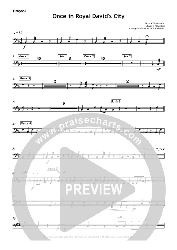 Once In Royal David's City Timpani (All Souls Music)
