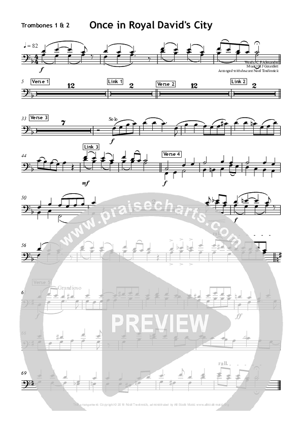Once In Royal David's City Trombone 1/2 (All Souls Music)