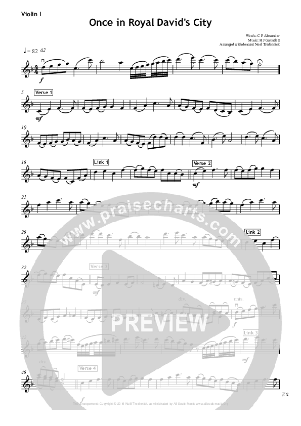 Once In Royal David's City Violin 1 (All Souls Music)