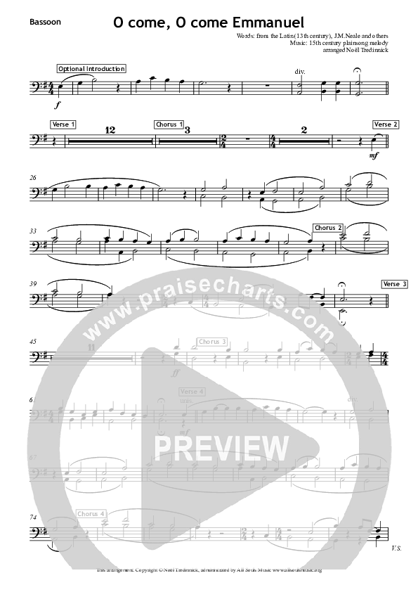 O Come O Come Emmanuel Bassoon (All Souls Music)