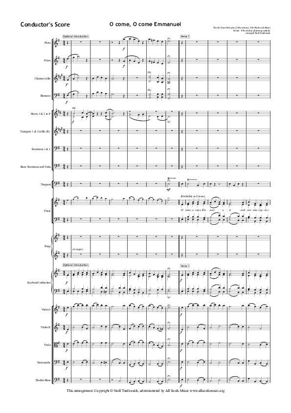 O Come O Come Emmanuel Conductor's Score (All Souls Music)
