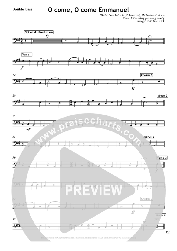 O Come O Come Emmanuel Double Bass (All Souls Music)