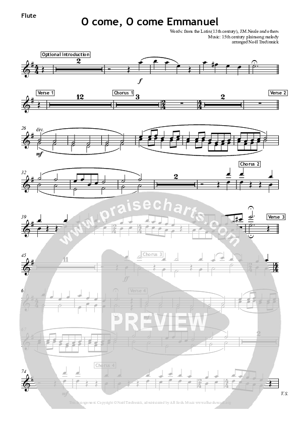 O Come O Come Emmanuel Flute (All Souls Music)