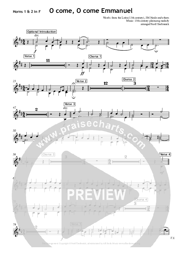 O Come O Come Emmanuel French Horn 1/2 (All Souls Music)