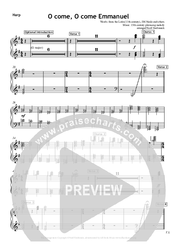 O Come O Come Emmanuel Harp (All Souls Music)
