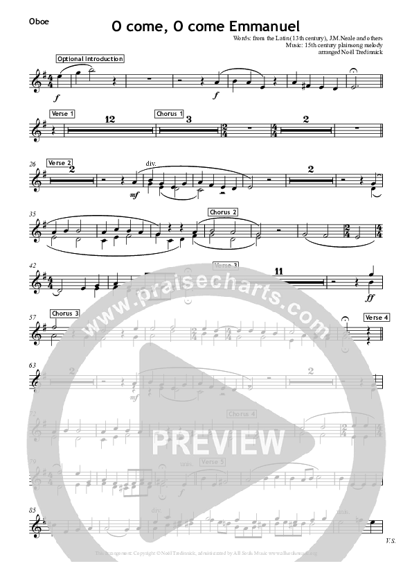 O Come O Come Emmanuel Oboe (All Souls Music)