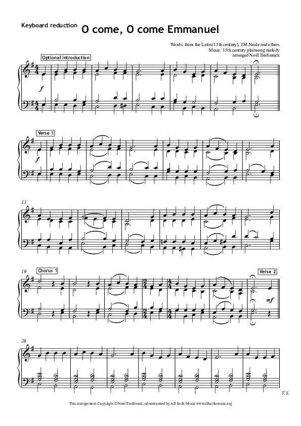 O Come O Come Emmanuel Synth (All Souls Music)