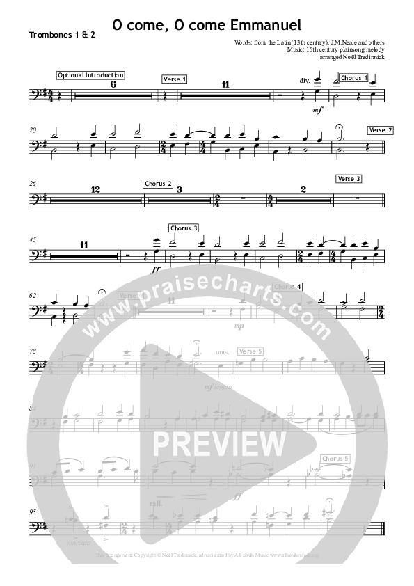 O Come O Come Emmanuel Trombone 1/2 (All Souls Music)