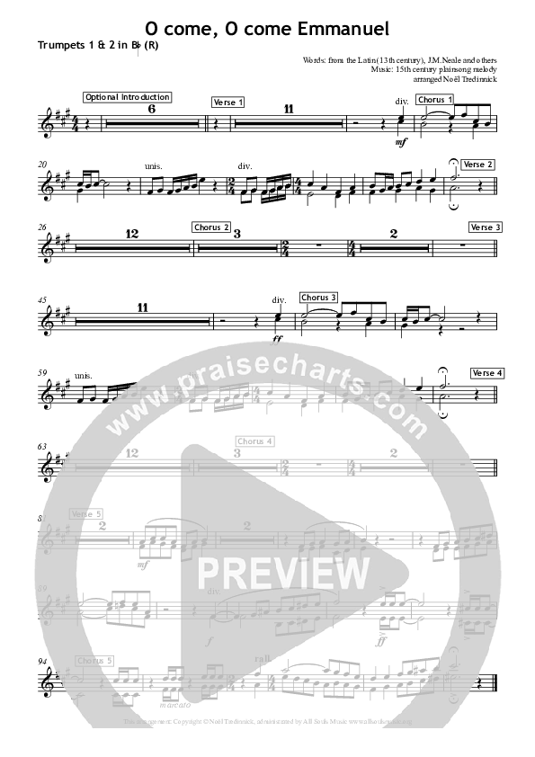 O Come O Come Emmanuel Trumpet 1,2 (All Souls Music)