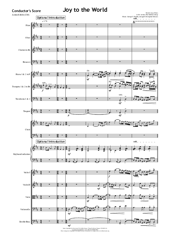 Joy To The World Conductor's Score (All Souls Music)
