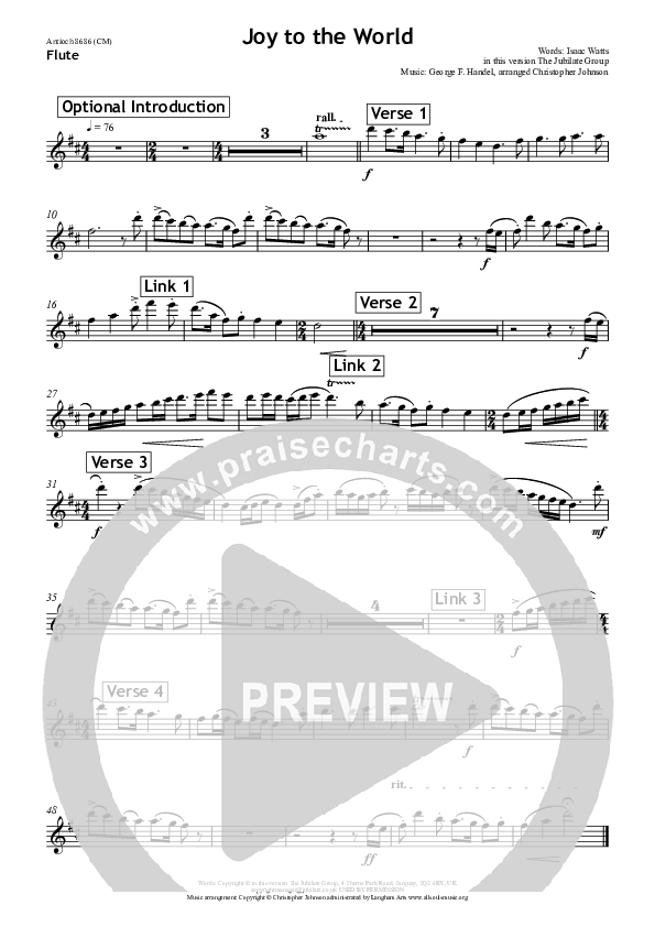 Joy To The World Flute (All Souls Music)