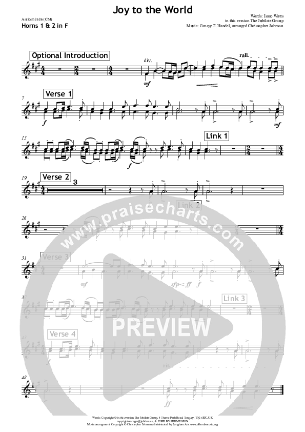 Joy To The World French Horn 1/2 (All Souls Music)