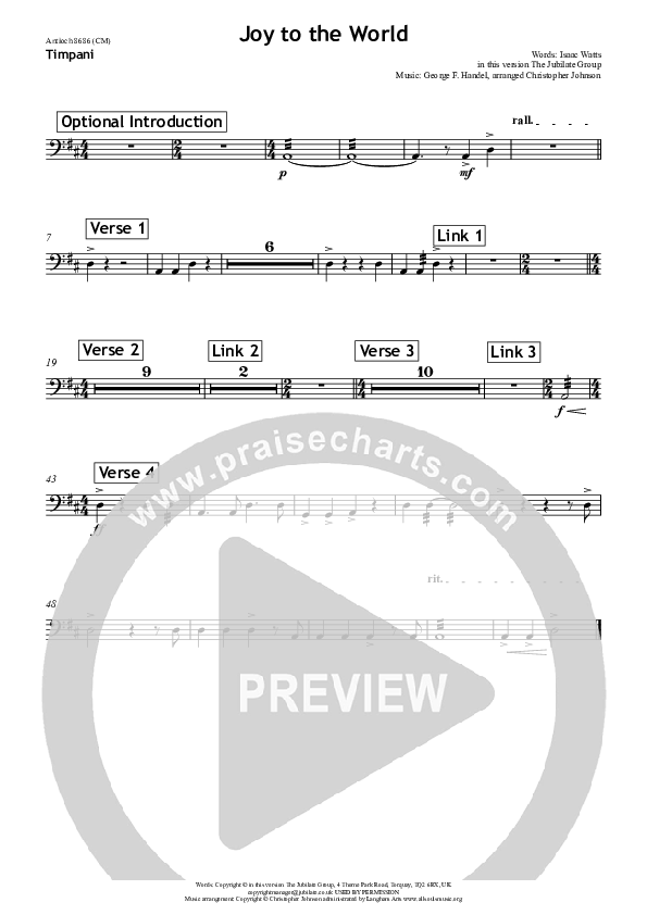 Joy To The World Timpani (All Souls Music)