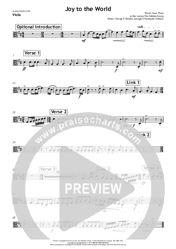 Joy To The World Viola (All Souls Music)