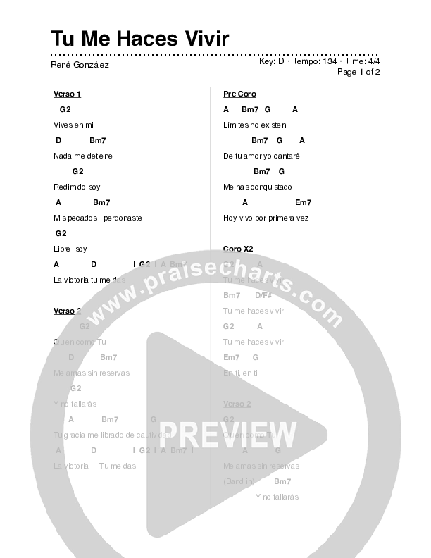 Tu Me Haces Vivir Chords & Lyrics (Renee Abraham)