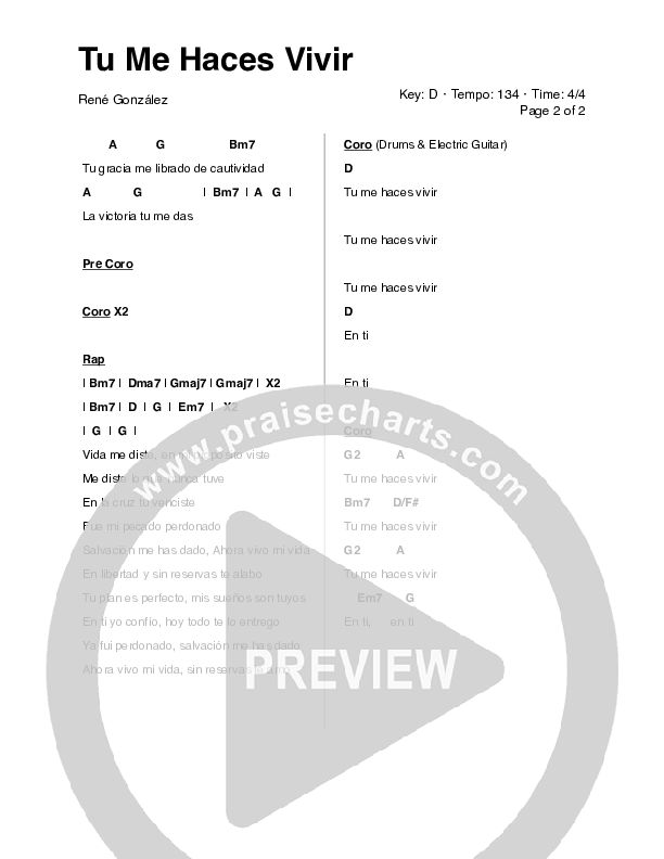 Tu Me Haces Vivir Chords & Lyrics (Renee Abraham)