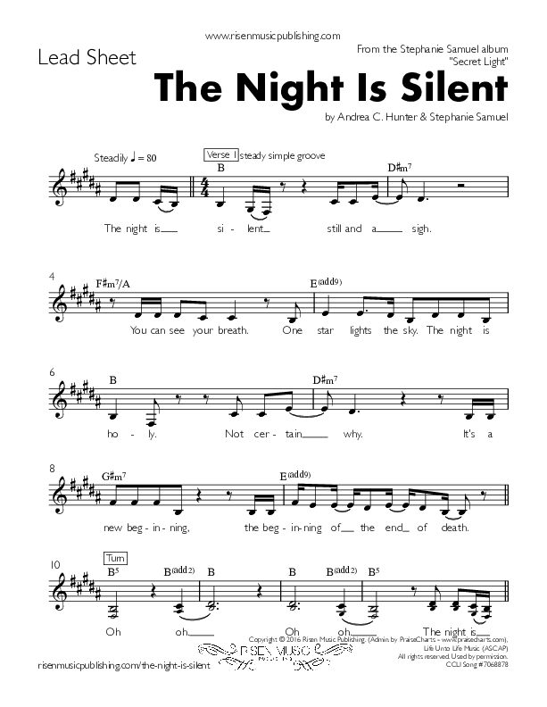 The Night is Silent  Lead Sheet (Stephanie Samuel)