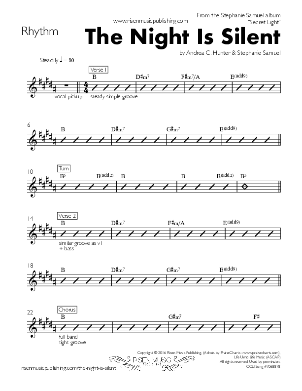 The Night is Silent  Rhythm Chart (Stephanie Samuel)