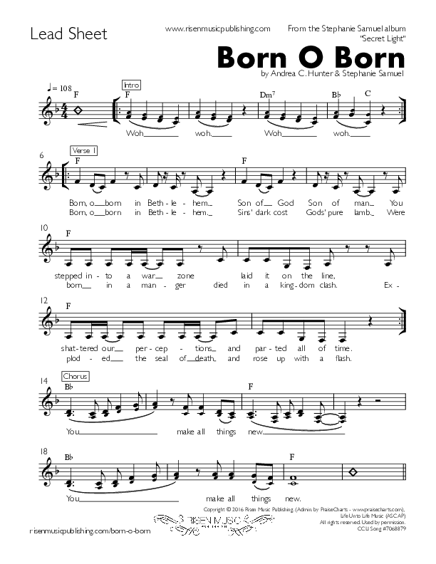 Born O Born (In Bethlehem) Lead Sheet (Stephanie Samuel)