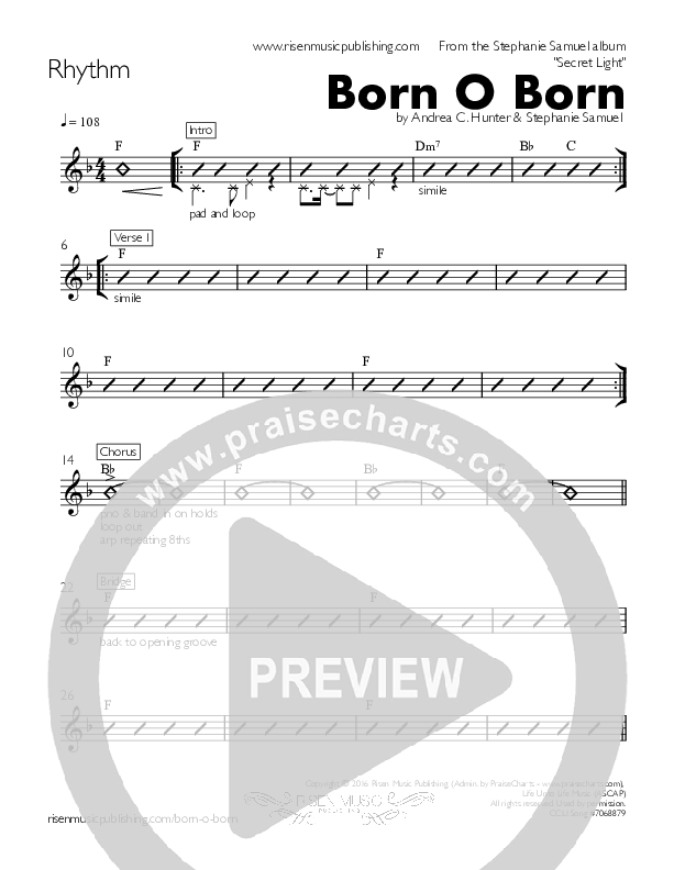 Born O Born (In Bethlehem) Rhythm Chart (Stephanie Samuel)