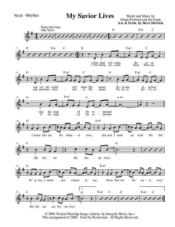 My Savior Lives (with Angels We Have Heard On High) Rhythm/Vocal (New Life Worship)