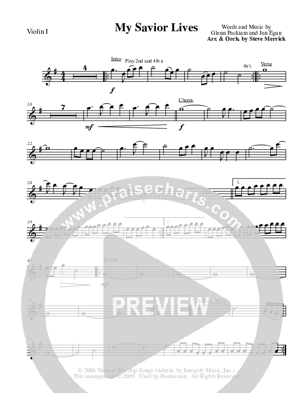 My Savior Lives (with Angels We Have Heard On High) Violin 1 (New Life Worship)