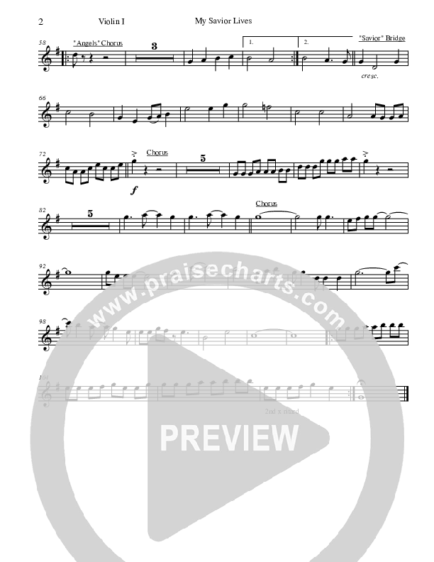 My Savior Lives (with Angels We Have Heard On High) Violin 1 (New Life Worship)