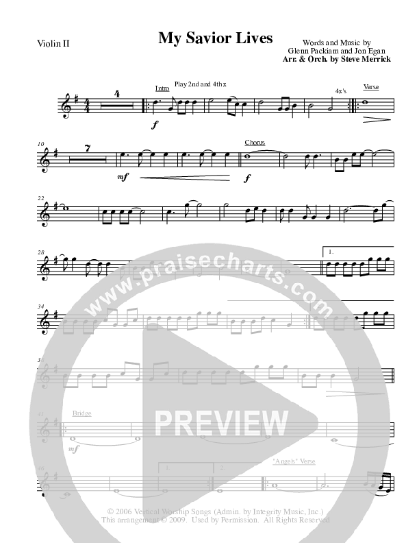 My Savior Lives (with Angels We Have Heard On High) Violin 2 (New Life Worship)
