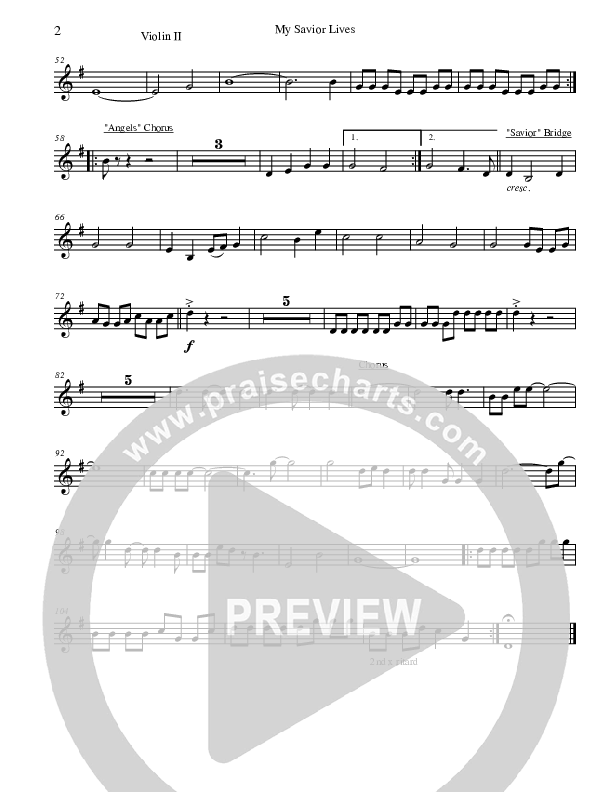 My Savior Lives (with Angels We Have Heard On High) Violin 2 (New Life Worship)