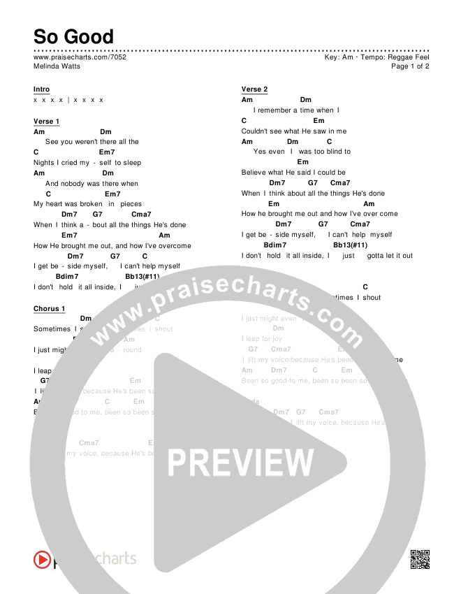 So Good Chords & Lyrics (Melinda Watts)