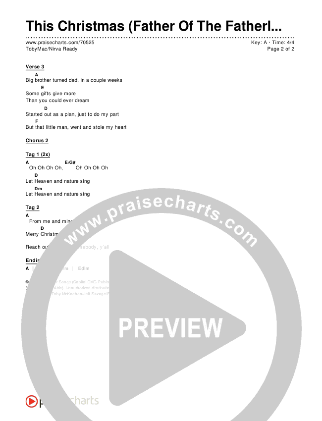 This Christmas (Father Of The Fatherless) Chords & Lyrics (TobyMac / Nirva Ready)