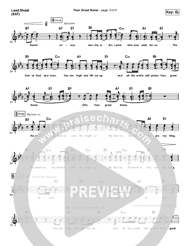 Your Great Name Lead Sheet (SAT) (Kutless)