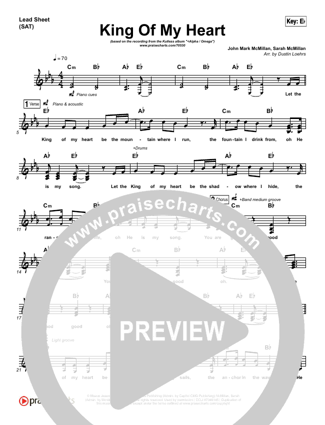 King Of My Heart Sheet Music (Kutless) PraiseCharts