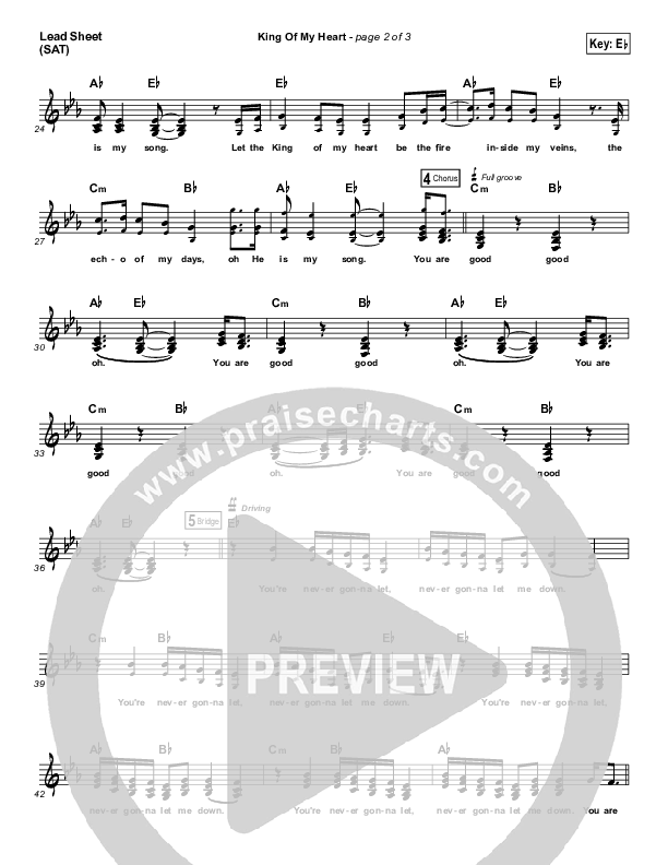 King Of My Heart Lead Sheet (SAT) (Kutless)