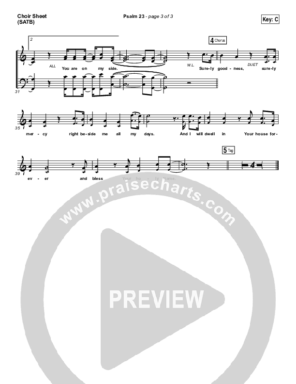 Psalm 23 (Surely Goodness) Choir Sheet (SATB) (Shane & Shane / The Worship Initiative)