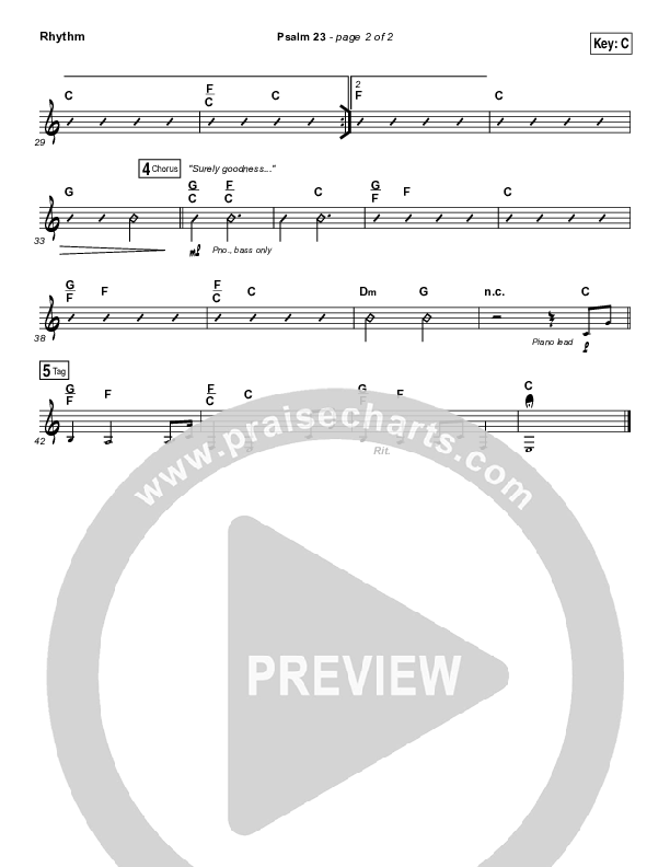 Psalm 23 (Surely Goodness) Rhythm Chart (Shane & Shane / The Worship Initiative)