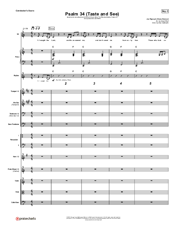 Psalm 34 (Taste and See) Conductor's Score (Shane & Shane / The Worship Initiative)