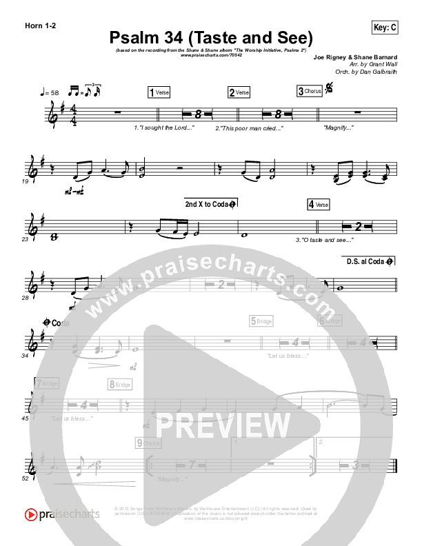 Psalm 34 (Taste and See) Brass Pack (Shane & Shane / The Worship Initiative)