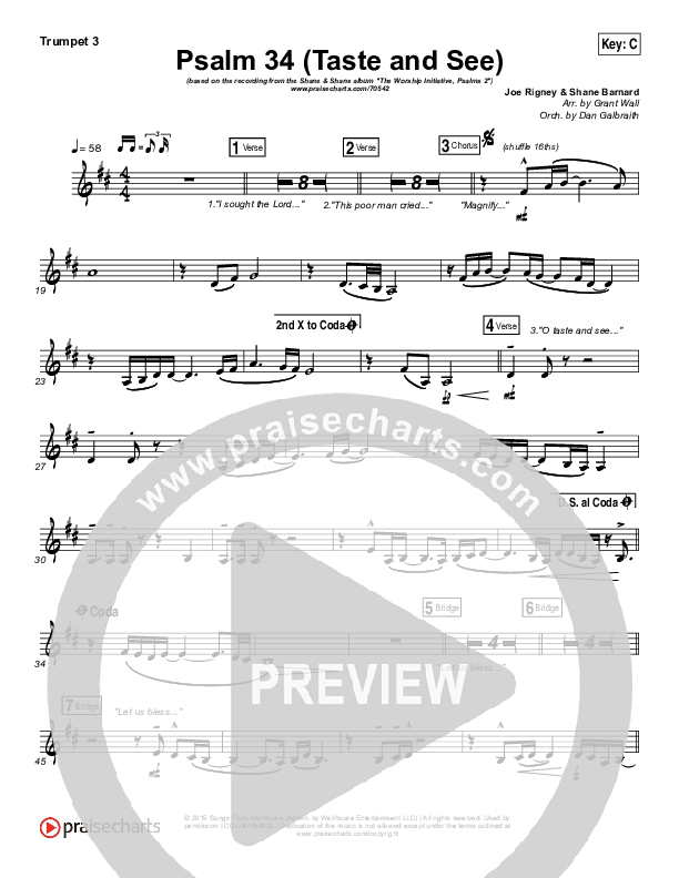 Psalm 34 (Taste and See) Trumpet 3 (Shane & Shane / The Worship Initiative)