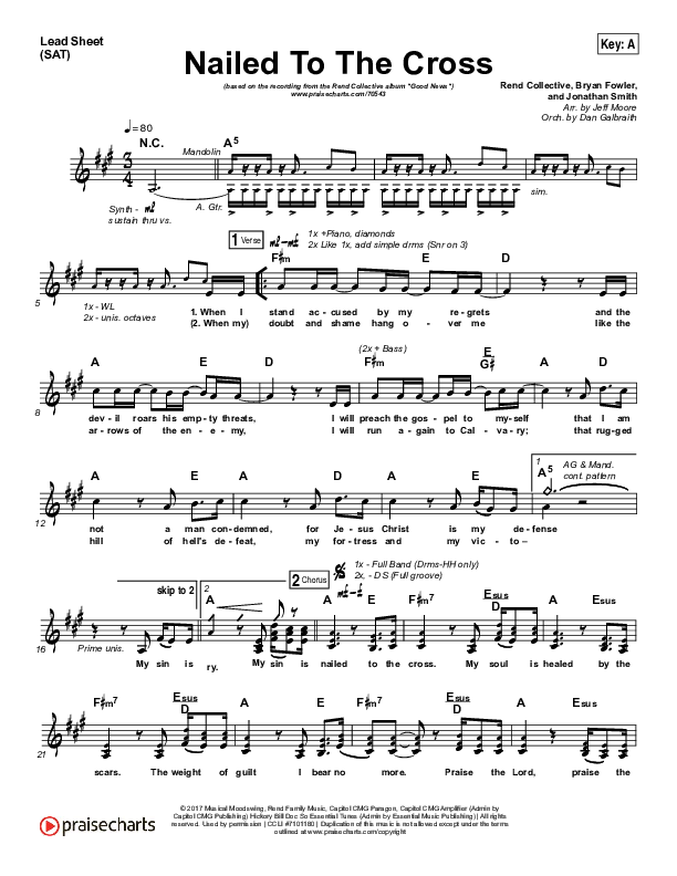 Nailed To The Cross Lead Sheet (SAT) (Rend Collective)