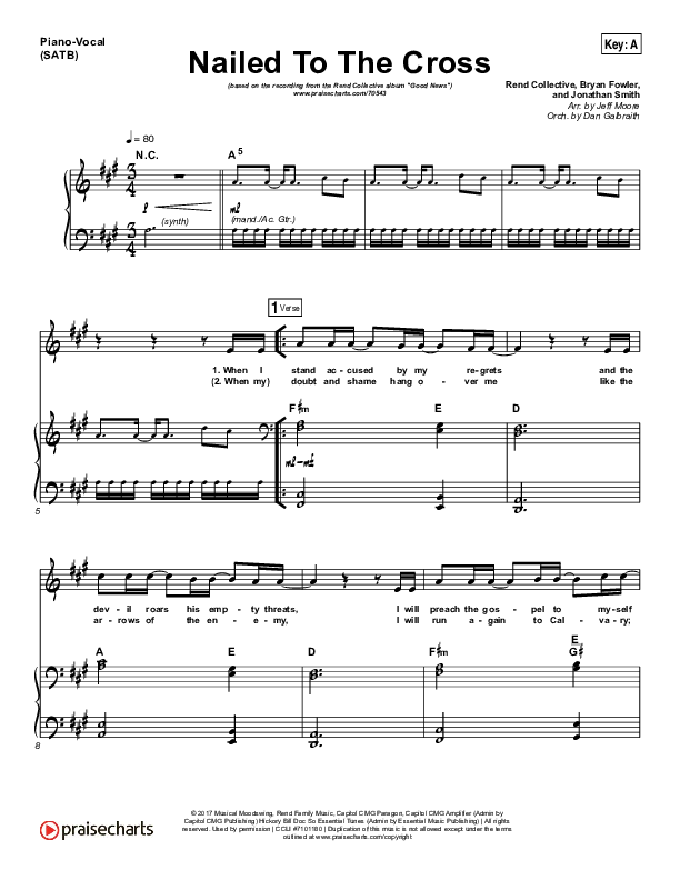 Nailed To The Cross Piano/Vocal (SATB) (Rend Collective)