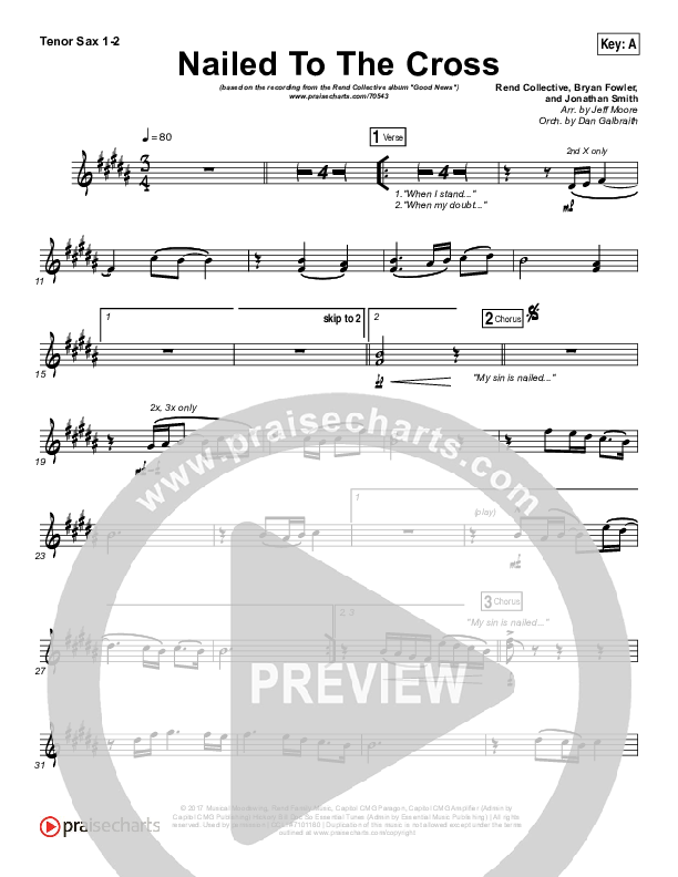 Nailed To The Cross Tenor Sax 1/2 (Rend Collective)