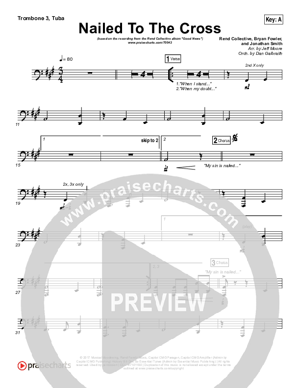 Nailed To The Cross Trombone 3/Tuba (Rend Collective)