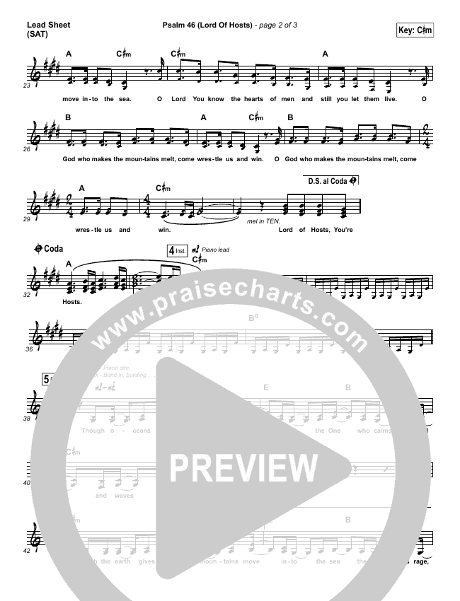 Psalm 46 (Lord Of Hosts) Sheet Music PDF (Shane &amp; Shane / The Worship ...