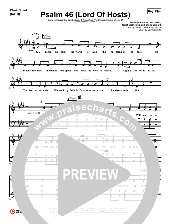 Psalm 46 (Lord Of Hosts) Sheet Music PDF (Shane &amp; Shane / The Worship ...