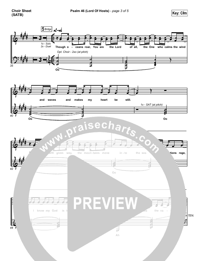 Psalm 46 (Lord Of Hosts) Sheet Music PDF (Shane &amp; Shane / The Worship ...