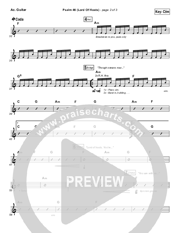 Psalm 46 (Lord Of Hosts) Acoustic Guitar (Shane & Shane / The Worship Initiative)